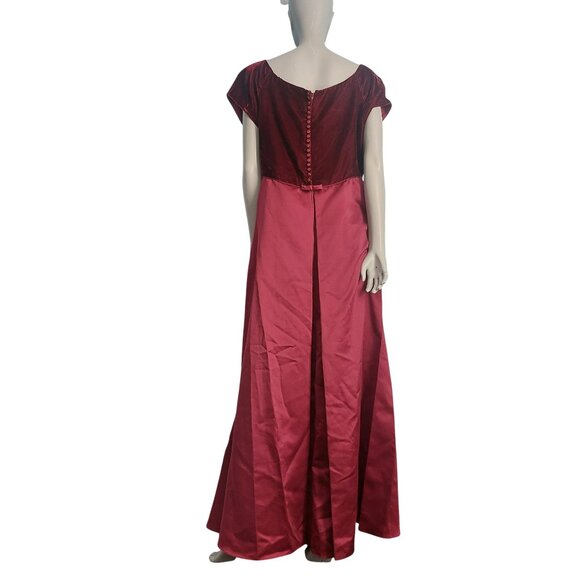 Alfred Angelo Red Velvet Satin Gown Size 20W Formal Romantic Holiday Dress - Picture 4 of 15